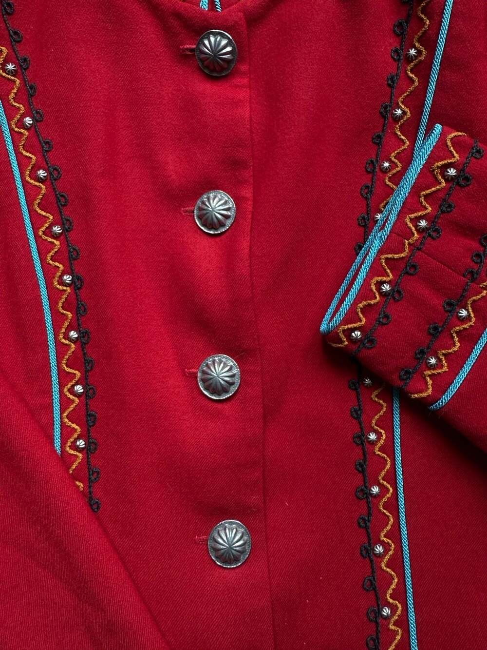 Vintage Scully by Marsha Wright Red Wool Western Folk Blazer Jacket - Picture 2 of 5